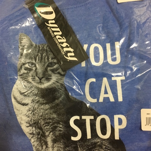 Cat Pun Shirt NWT - XL - blue - grey tabby - Picture 8 of 8